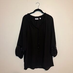 New York & Company | Black Blouse with Lace Sleeves
